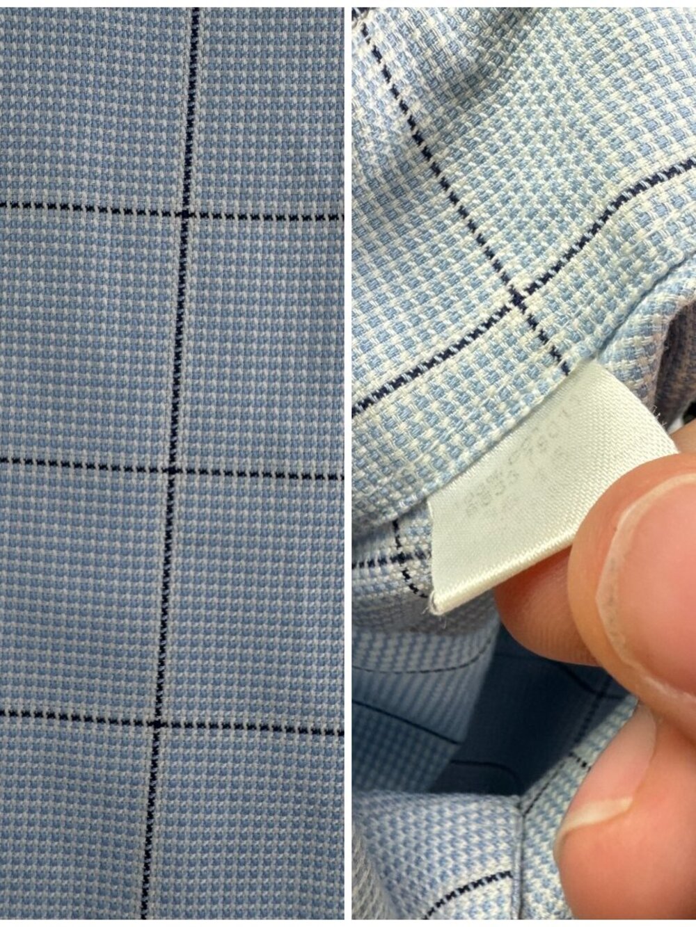 Eton Button Up Shirt Long Sleeve Men Wrinkle Free Cotton Blue Check Size 15 ** - Picture 14 of 16